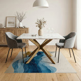 Serene Blue Wave Layers Abstract Area Rug