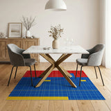 Bold Red Blue Yellow Grid Geometric Area Rug