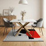 Bold Red Circle Geometric Abstract Area Rug