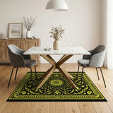 Luxe Black Gold Mandala Persian Rug