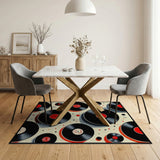 Geometric Modern Retro Vinyl Records Area Rug