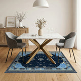 Celestial Navy Blue Geometric Area Rug