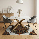 Ornate Orange Mandala Area Rug