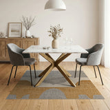 Modern Geometric Arch Area Rug in Grey Mustard