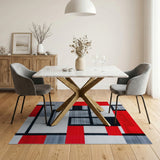 Geometric Modern Multi-color and Patterns Bold Red Geometric Abstract Area Rug