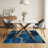 Blue and Teal Abstract Blue Teal Organic Shapes Area Rug