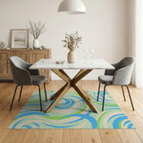 Swirling Blue and Teal Swirling Blue Teal Abstract Area Rug