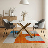 Vibrant Orange Abstract Area Rug with Organic Shapes