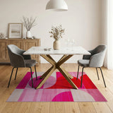 Bold Red Overlapping Circles Geometric Area Rug