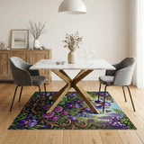 Ornate Purple Iris Garden Floral Rug