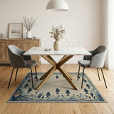 Blue Fish and Seaweed Coastal Area Rug