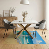 ODIKA Washable Coastal Lighthouse Scene Area Rug - Low Pile, Non-Slip, Pet & Kid Friendly