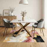 Abstract Area Pink Gold Marble Abstract Area Rug