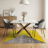 Bold Yellow Grey Geometric Triangle Stripe Rug