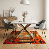 Autumn Orange Forest Path Deer Silhouette Rug