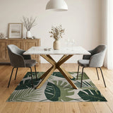 Lush Monstera Leaf Green Green Area Rug