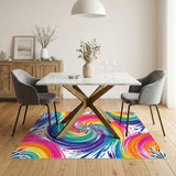 Multi-color and Patterns Vibrant Rainbow Swirl Area Rug