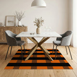 Rustic Farmhouse Bold Orange Black Plaid Area Rug