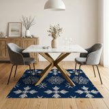 Navy Snowflake Intrigue Area Rug