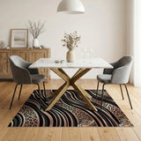 Black Gold Tiger Wave Area Rug