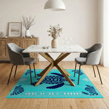 Blue and Teal Sea Turtle Coastal Area Rug