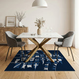 Nautical Flags Anchors Navy Blue Area Rug