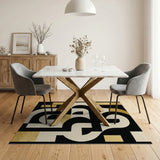 Gold and Silver Gold Accent Geometric Abstract Area Rug