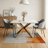 Bold Geometric Orange Abstract Area Rug