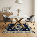 Traditional Persian Navy Persian Mandala Area Rug