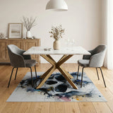 Fleur-de-Lis Skull Geometric Area Rug