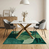 Vibrant Teal Green Leaf Abstract Area Rug