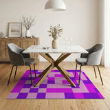 Purple Pink Geometric Block Area Rug