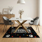 Stacked Skulls Vibrant Dots Black Area Rug
