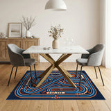 Blue Race Track Geometric Area Rug