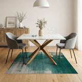 Green Emerald Green Distressed Abstract Area Rug