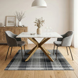 Rustic Farmhouse Black White Plaid Check Area Rug
