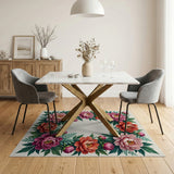 Vintage Peony Bloom Frame Area Rug