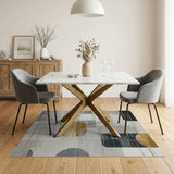 Gold and Silver Modern Geometric Grey Gold Area Rug