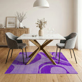Geometric Modern Purple Purple Abstract Wave Area Rug