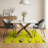 Yellow Vibrant Lemon Slices Yellow Fruit Pattern Area Rug