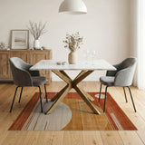 Orange Geometric Abstract Area Rug