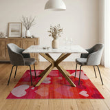 Red Vibrant Red Hearts Geometric Area Rug