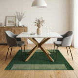 Emerald Green Textured Border Stripe Rug