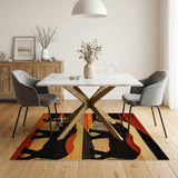 Orange Tribal Elephant Silhouette Area Rug