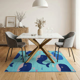 Playful Cartoon Whale Ocean Kids Rug