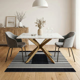 Black and White Geometric Modern Black White Geometric Stripe Rug