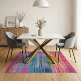 Stripe Geometric Modern Vibrant Multi-Color Horizontal Stripe Area Rug