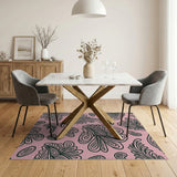 Floral Vintage Pink Floral Line Art Area Rug