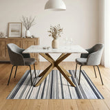 Black White Geometric Striped No. 2 Area Rug
