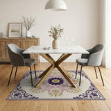 Pink Purple Floral Mandala Persian Rug